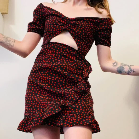 PrettyLittleThing | Dresses | Pretty Little Thing Navy Cutout Heart Dress  Size 4 But Fits Like A 2 | Poshmark